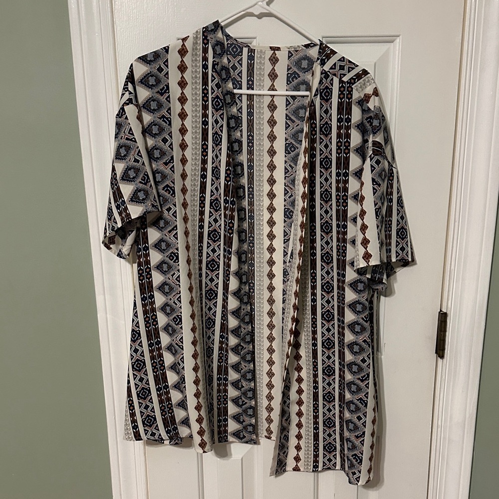 Geometric Patterned Open Cardigan - Picture 5 of 9